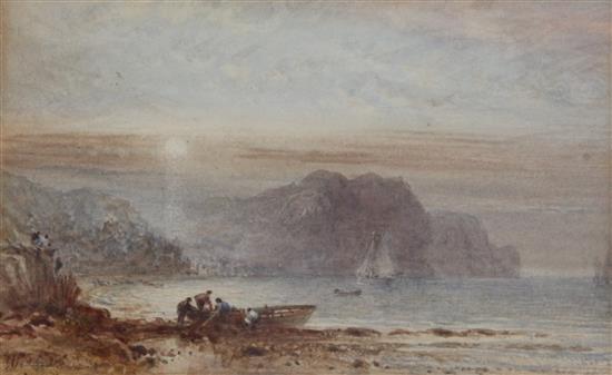George Weatherill (1810-1890) Staithes Cliff, Whitby, 4.25 x 6.5in.